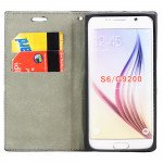 Wholesale Samsung Galaxy S6 Slim Check Magnetic Flip Leather Wallet Case (Black)